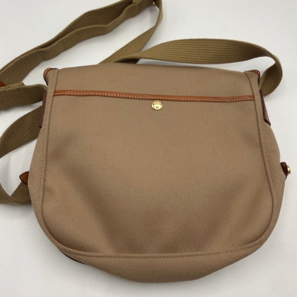 Vintage Dooney & Bourke Messenger Bag Tan Canvas Leather Trim Crossbody Strap - Picture 8 of 15